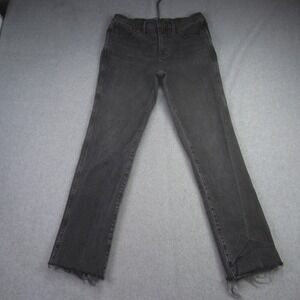 Madewell Jeans Womens 27 Gray Stovepipe Mid Rise‎ Raw Hem Stretch Crop Straight